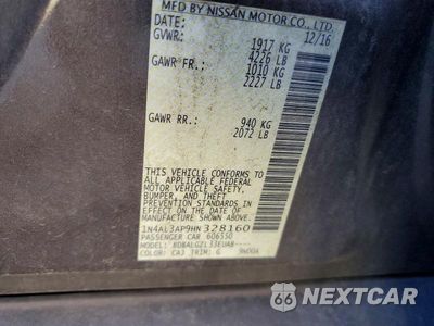 Zdjęcie 12 z 12 samochodu: 2017 NISSAN ALTIMA 2.5 S VIN:1N4AL3AP9HN328160 - miniatura