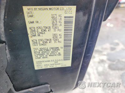 Zdjęcie 13 z 13 samochodu: 2011 NISSAN TITAN SV VIN:1N6BA0CAXBN313103 - miniatura
