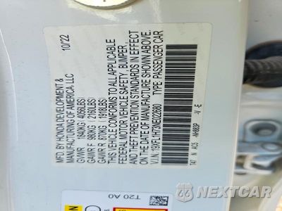Zdjęcie 12 z 12 samochodu: 2022 HONDA CIVIC EXL VIN:19XFL1H73NE022680 - miniatura