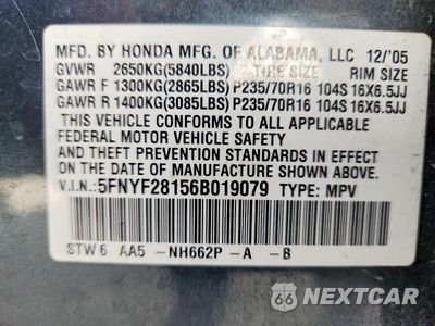 Zdjęcie 13 z 13 samochodu: 2006 HONDA PILOT LX VIN:5FNYF28156B019079 - miniatura