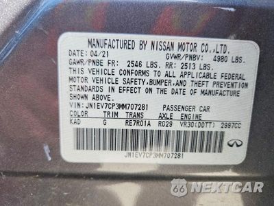 Zdjęcie 12 z 12 samochodu: 2021 INFINITI Q50 SENSORY VIN:JN1EV7CP3MM707281 - miniatura