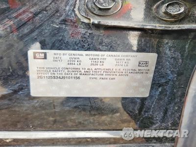 Zdjęcie 12 z 12 samochodu: 2018 CHEVROLET IMPALA PREMIER VIN:2G1125S34J9101156 - miniatura