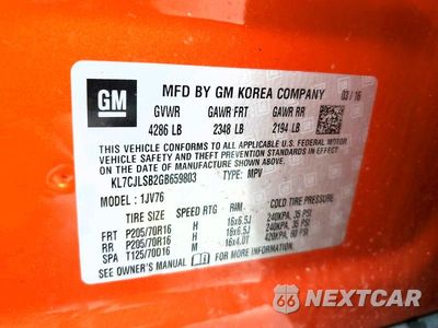 Zdjęcie 14 z 14 samochodu: 2016 CHEVROLET TRAX 1LT VIN:KL7CJLSB2GB659803 - miniatura
