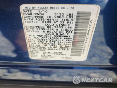 Zdjęcie 13 z 13 samochodu: 2010 NISSAN MURANO S VIN:JN8AZ1MU9AW007318 - miniatura