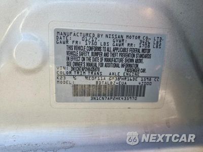 Zdjęcie 12 z 12 samochodu: 2017 NISSAN VERSA 1.6 S VIN:3N1CN7AP2HK435970 - miniatura