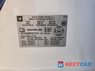 Zdjęcie 12 z 12 samochodu: 2015 GMC SIERRA K1500 SLE VIN:1GTV2UEC6FZ213114 - miniatura