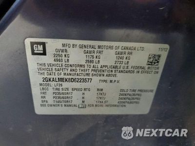 Zdjęcie 13 z 13 samochodu: 2013 GMC TERRAIN SLE VIN:2GKALMEK8D6223577 - miniatura