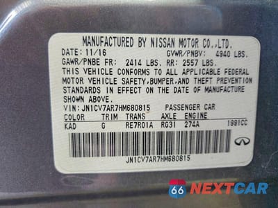Zdjęcie 12 z 12 samochodu: 2017 INFINITI Q50 2.0T PREMIUM VIN:JN1CV7AR7HM680815 - miniatura
