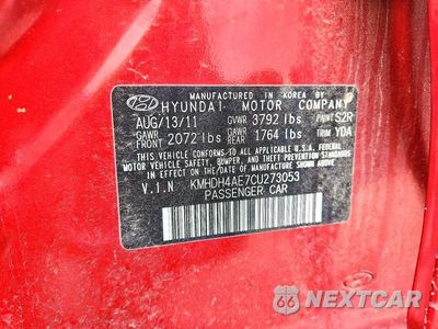 Zdjęcie 13 z 13 samochodu: 2012 HYUNDAI ELANTRA GLS VIN:KMHDH4AE7CU273053 - miniatura