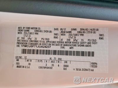 Zdjęcie 13 z 13 samochodu: 2018 FORD ESCAPE S VIN:1FMCU0F71JUA24237 - miniatura