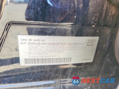 Zdjęcie 12 z 12 samochodu: 2008 AUDI A4 2.0T VIN:WAUAF78E68A009414 - miniatura