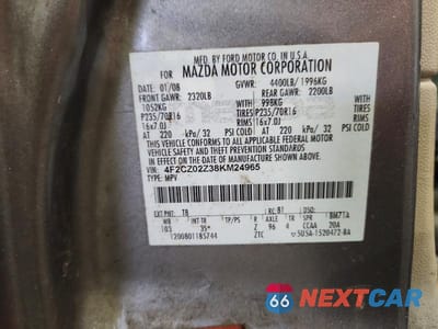 Zdjęcie 13 z 13 samochodu: 2008 MAZDA TRIBUTE I VIN:4F2CZ02Z38KM24965 - miniatura