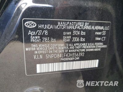 Zdjęcie 13 z 13 samochodu: 2018 HYUNDAI ELANTRA SEL VIN:5NPD84LF4JH356392 - miniatura