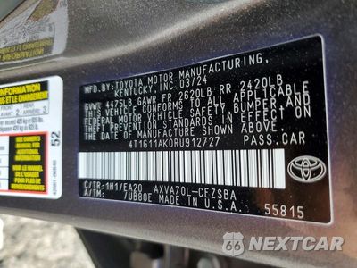 Zdjęcie 13 z 13 samochodu: 2024 TOYOTA CAMRY SE VIN:4T1G11AK0RU912727 - miniatura