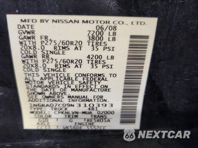 Zdjęcie 12 z 12 samochodu: 2009 NISSAN TITAN XE FFV VIN:1N6BA07C09N310393 - miniatura