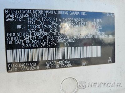 Zdjęcie 12 z 12 samochodu: 2012 TOYOTA RAV4 BASE VIN:2T3ZF4DV1CW152193 - miniatura