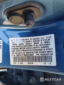Zdjęcie 12 z 12 samochodu: 2010 HONDA CIVIC VP VIN:19XFA1F36AE018431 - miniatura