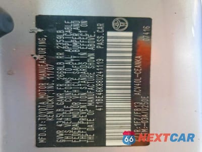Zdjęcie 12 z 12 samochodu: 2008 TOYOTA CAMRY LE VIN:4T1BE46K88U241119 - miniatura