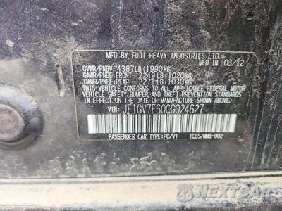 Zdjęcie 12 z 12 samochodu: 2012 SUBARU IMPREZA WRX VIN:JF1GV7F60CG024627 - miniatura