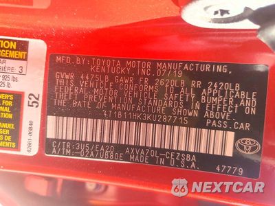 Zdjęcie 12 z 12 samochodu: 2019 TOYOTA CAMRY SE VIN:4T1B11HK3KU287715 - miniatura