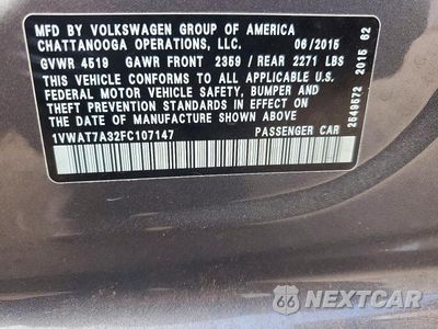 Zdjęcie 12 z 12 samochodu: 2015 VOLKSWAGEN PASSAT S VIN:1VWAT7A32FC107147 - miniatura