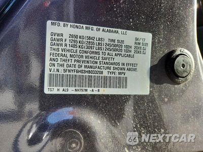 Zdjęcie 13 z 13 samochodu: 2017 HONDA PILOT ELITE VIN:5FNYF6H03HB033208 - miniatura