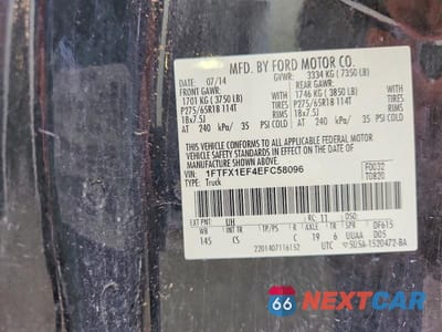 Zdjęcie 12 z 12 samochodu: 2014 FORD F150 SUPER CAB VIN:1FTFX1EF4EFC58096 - miniatura