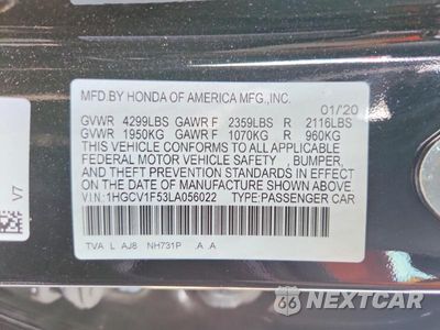 Zdjęcie 12 z 12 samochodu: 2020 HONDA ACCORD EXL VIN:1HGCV1F53LA056022 - miniatura