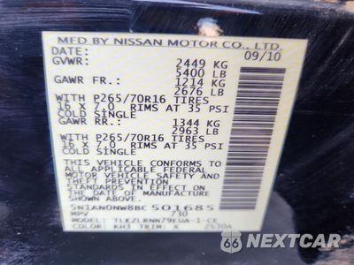 Zdjęcie 13 z 13 samochodu: 2011 NISSAN XTERRA X VIN:5N1AN0NW8BC501685 - miniatura