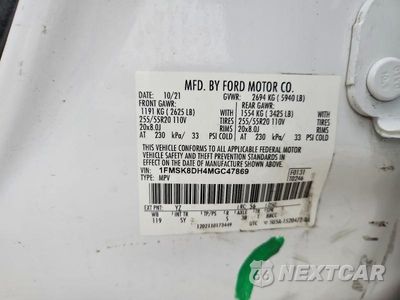 Zdjęcie 13 z 13 samochodu: 2021 FORD EXPLORER XLT VIN:1FMSK8DH4MGC47869 - miniatura