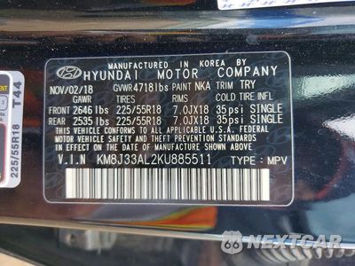 Zdjęcie 13 z 13 samochodu: 2019 HYUNDAI TUCSON SEL VIN:KM8J33AL2KU885511 - miniatura