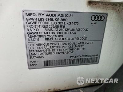 Zdjęcie 13 z 13 samochodu: 2021 AUDI Q7 PREMIUM VIN:WA1AXAF78MD033556 - miniatura