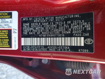 Zdjęcie 12 z 12 samochodu: 2017 TOYOTA CAMRY SE VIN:4T1BF1FK8HU779010 - miniatura