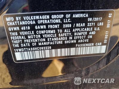 Zdjęcie 12 z 12 samochodu: 2017 VOLKSWAGEN PASSAT R-LINE VIN:1VWDT7A33HC082226 - miniatura