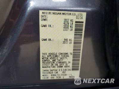 Zdjęcie 12 z 12 samochodu: 2016 NISSAN ALTIMA 2.5 SL VIN:1N4AL3AP5GC153836 - miniatura