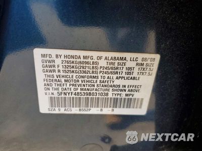 Zdjęcie 13 z 13 samochodu: 2009 HONDA PILOT EXL VIN:5FNYF48539B031038 - miniatura
