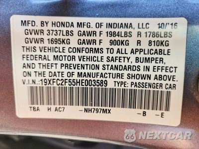 Zdjęcie 12 z 12 samochodu: 2017 HONDA CIVIC LX VIN:19XFC2F55HE003589 - miniatura