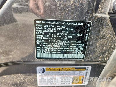 Zdjęcie 13 z 13 samochodu: 2017 VOLKSWAGEN TOUAREG EXECUTIVE VIN:WVGGF7BPXHD006713 - miniatura