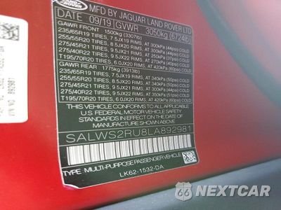 Zdjęcie 13 z 13 samochodu: 2020 LAND ROVER RANGE ROVER SPORT HST VIN:SALWS2RU8LA892981 - miniatura