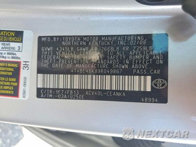 Zdjęcie 12 z 12 samochodu: 2009 TOYOTA CAMRY LE VIN:4T4BE46K89R049867 - miniatura