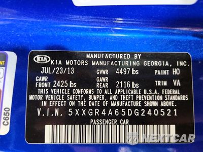 Zdjęcie 12 z 12 samochodu: 2013 KIA OPTIMA SX VIN:5XXGR4A65DG240521 - miniatura