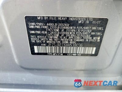 Zdjęcie 13 z 13 samochodu: 2017 SUBARU FORESTER 2.5I PREMIUM VIN:JF2SJAEC6HH538036 - miniatura