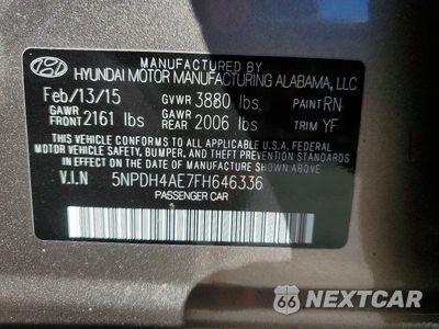 Zdjęcie 12 z 12 samochodu: 2015 HYUNDAI ELANTRA SE VIN:5NPDH4AE7FH646336 - miniatura