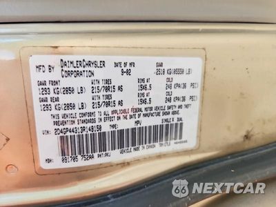 Zdjęcie 13 z 13 samochodu: 2003 DODGE GRAND CARAVAN SPORT VIN:2D4GP44313R149150 - miniatura