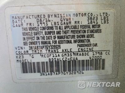 Zdjęcie 13 z 13 samochodu: 2016 NISSAN SENTRA FE+S VIN:3N1AB7AP7GY328926 - miniatura