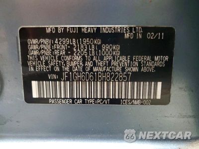 Zdjęcie 12 z 12 samochodu: 2011 SUBARU IMPREZA OUTBACK SPORT VIN:JF1GH6D61BH822857 - miniatura