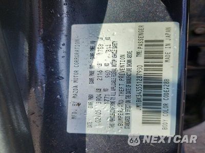 Zdjęcie 12 z 12 samochodu: 2005 MAZDA 3 HATCHBACK VIN:JM1BK343551287930 - miniatura