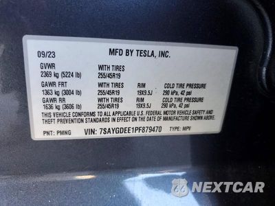 Zdjęcie 12 z 12 samochodu: 2023 TESLA MODEL Y VIN:7SAYGDEE1PF879470 - miniatura