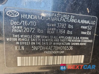 Zdjęcie 12 z 12 samochodu: 2011 HYUNDAI ELANTRA GLS VIN:5NPDH4AE7BH016536 - miniatura