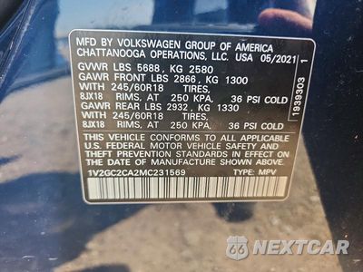 Zdjęcie 12 z 12 samochodu: 2021 VOLKSWAGEN ATLAS CROSS SPORT S VIN:1V2GC2CA2MC231569 - miniatura
